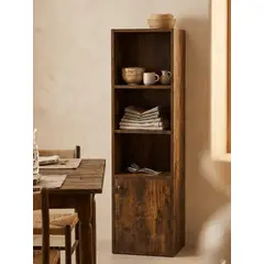 GENERICO - Mueble Esquinero Organizador con Puerta 3 Niveles Estilo Rústico 33x30x120cm Estructura Reforzada MDP