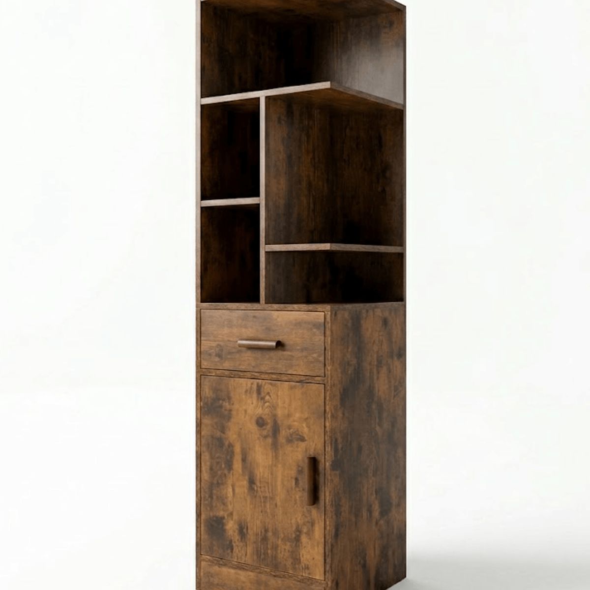 GENERICO - Mueble Esquinero Organizador con Puerta y Cajón Estilo Rústico 39.8x39.8x152cm Estructura Reforzada MDP