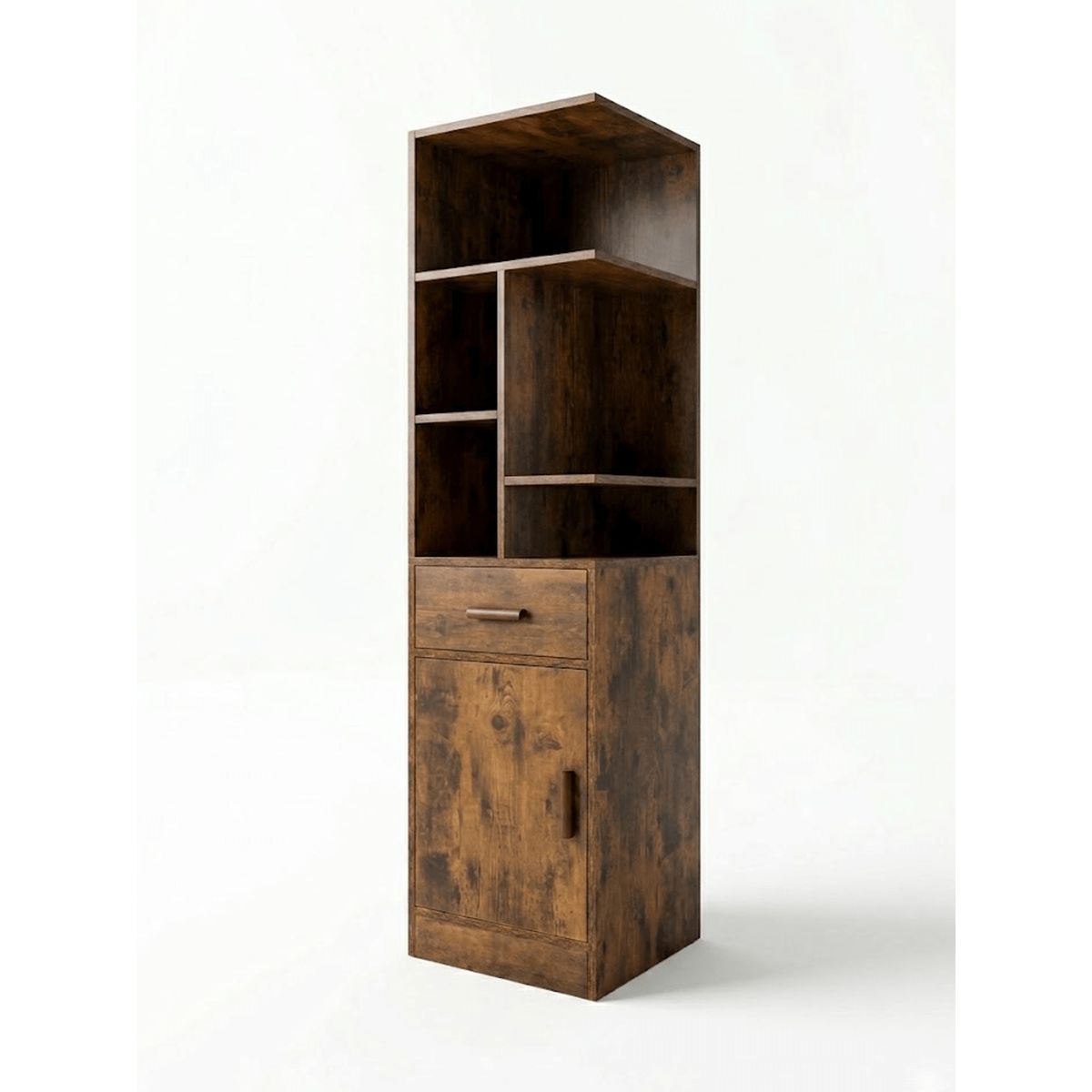 GENERICO - Mueble Esquinero Organizador con Puerta y Cajón Estilo Rústico 39.8x39.8x152cm Estructura Reforzada MDP