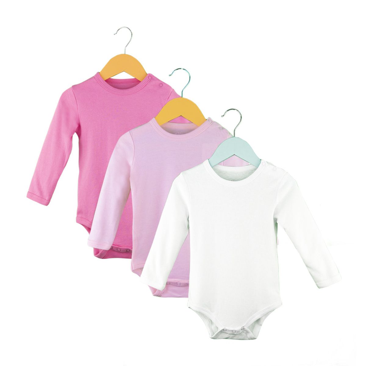 PUMUCKI - Set de 3 Bodys Lisos de Algodón para Bebé Niña Pumucki
