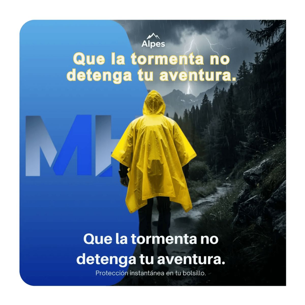 ALPES - Poncho Impermeable Amarillo Alpes Adulto Capa Para Lluvia