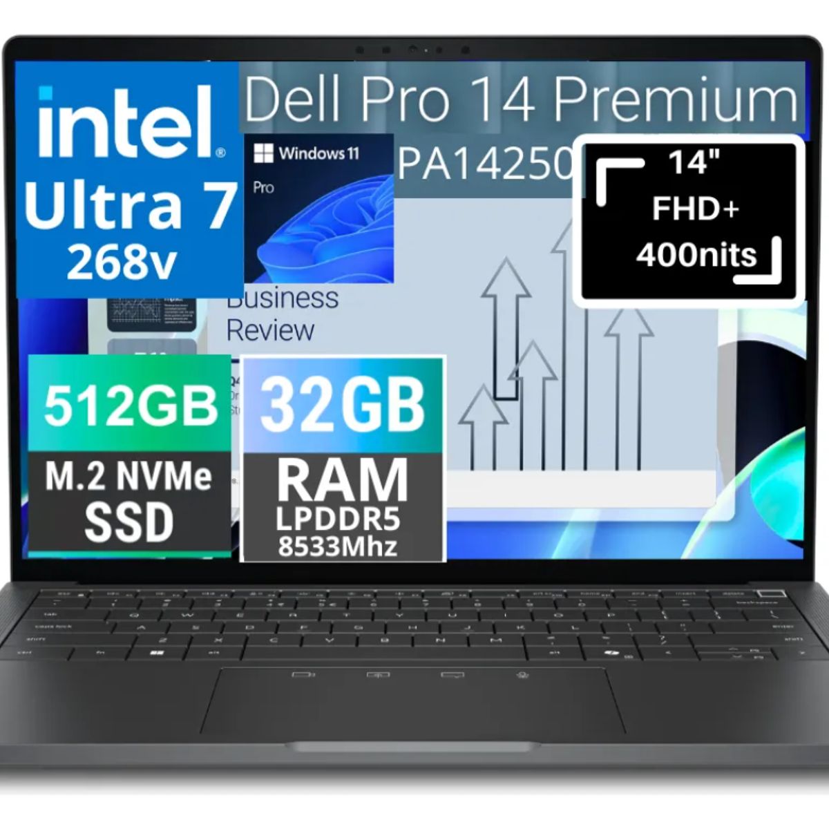 DELL - NOTEBOOK NEW DELL 14 PRO PREMIUM 2025 FHD+ ULTRA 7 268v SSD 512GB 32GB DDR5 WIN 11 PRO 3YR WARRANTY