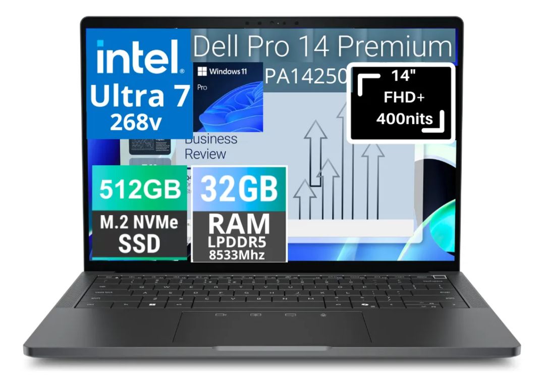 DELL NOTEBOOK NEW 14 PRO PREMIUM 2025 FHD+ ULTRA 7 268v SSD 512GB 32GB DDR5 WIN 11 PRO 3YR WARRANTY