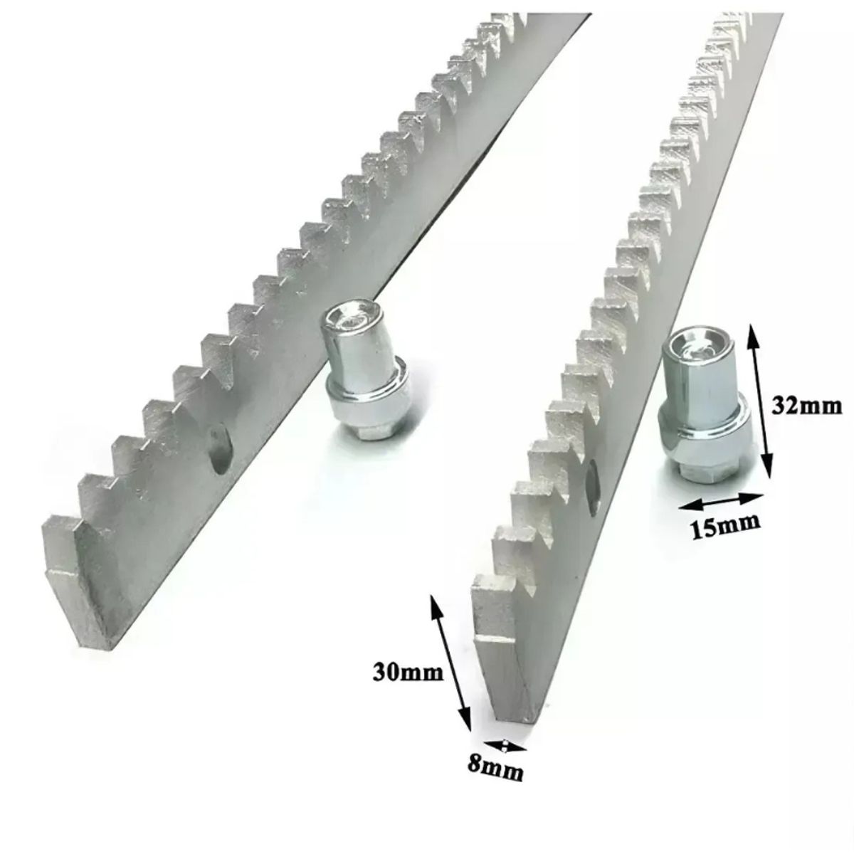 GENERICO - 1mt de Cremallera Para Motor Veloti Portón Corredizo Plateado barra de acero