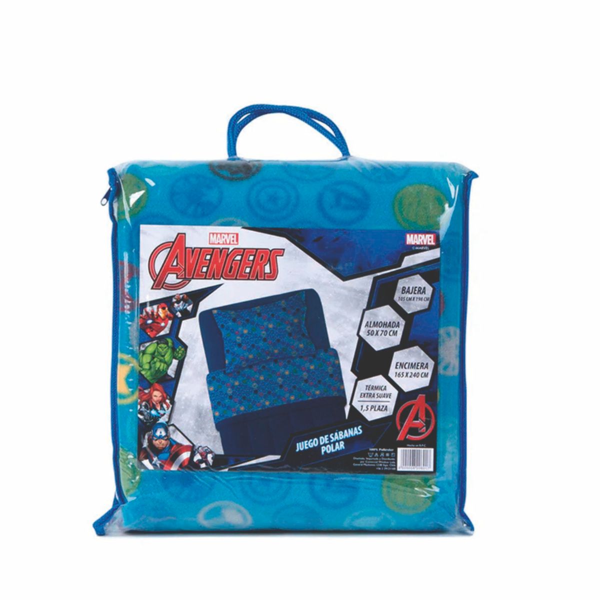 Juego de sabanas 1.5 plazas infantil Polar Estampado avengers / Azul / Azul / 1,5 plazas, marca GENERICO - Foto 2
