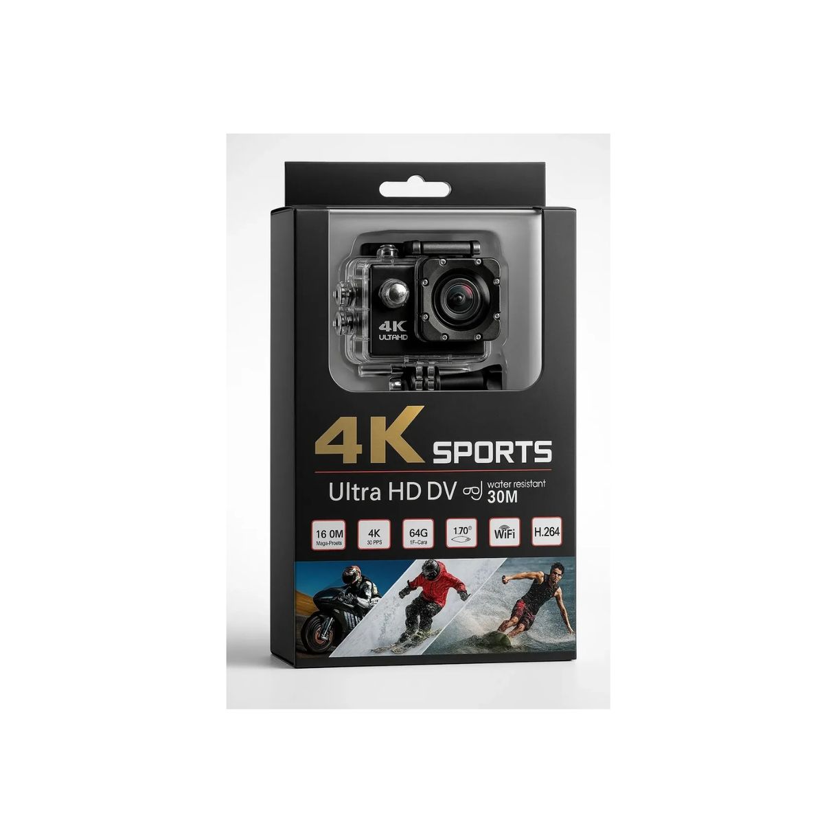GENERICO - Cámara Deportiva 4k Wifi Full Hd Resistente Al Agua +batería Color Negro