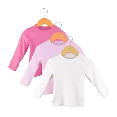 PUMUCKI - Set de 3 Camisetas Lisas de Algodón para Niña