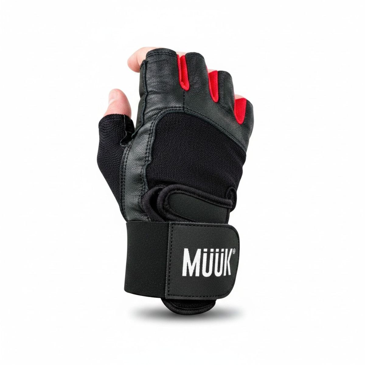 MUUK - GUANTE PESAS CUERO MUUK NEGROROJO M
