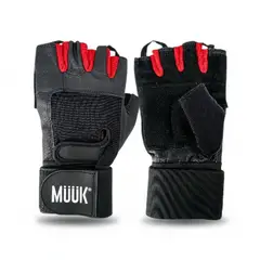 MUUK - GUANTE PESAS CUERO NEGROROJO XL