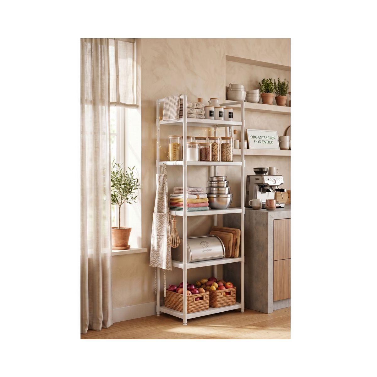 GENERICO - Estante Organizador Multiuso 5 Niveles Cocina Baño Blanco