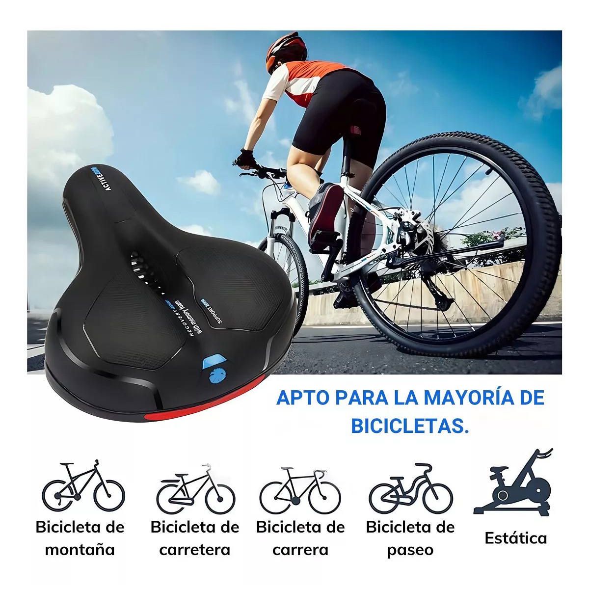 GENERICO - Sillin Para Bicicleta Antiprostatico Con Gel Y Reflectante