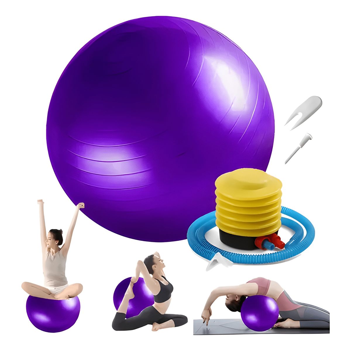 GENERICO - Pelota fitness de ejercicio para yoga pilates con bomba 55cm