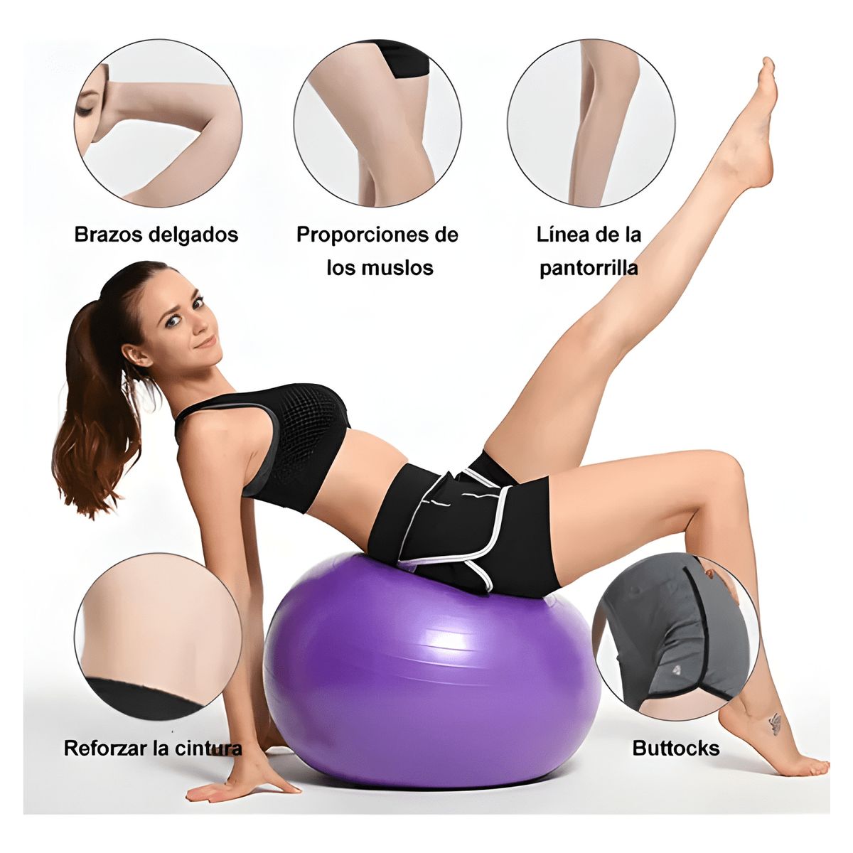 GENERICO - Pelota fitness de ejercicio para yoga pilates con bomba 55cm