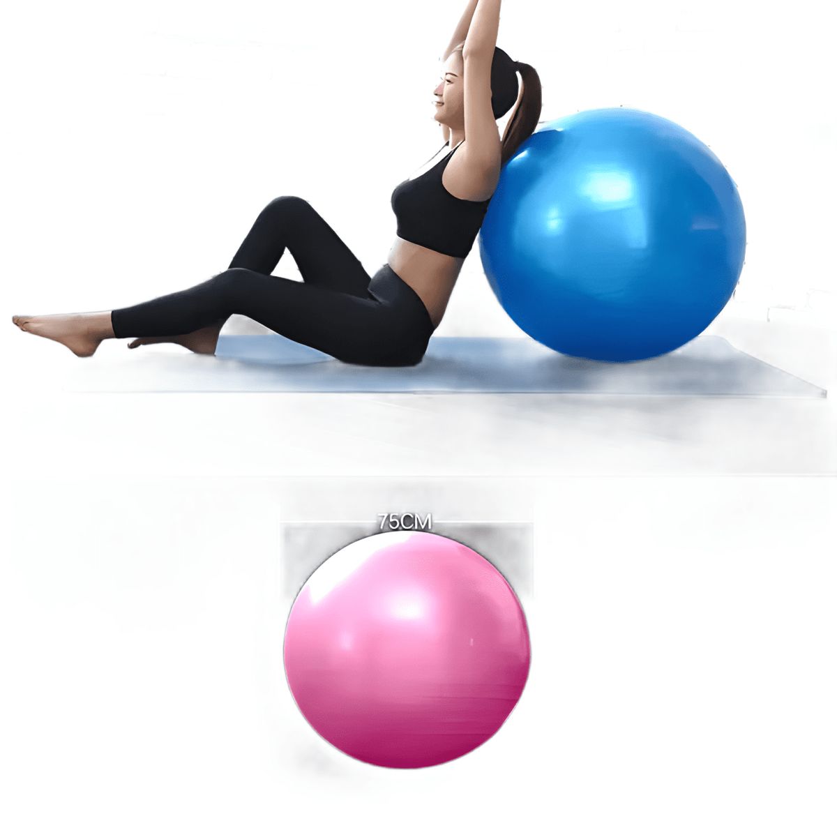 GENERICO - Pelota balon 75 cm pilates yoga + inflador pelotas Morado