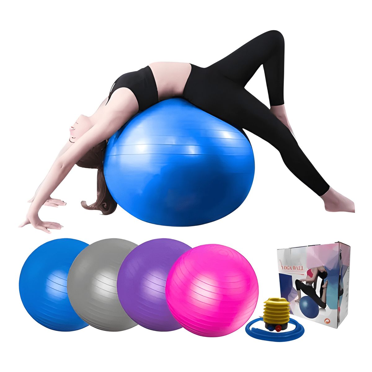 GENERICO - Pelota de yoga o balón de pilates 65cm + inflador