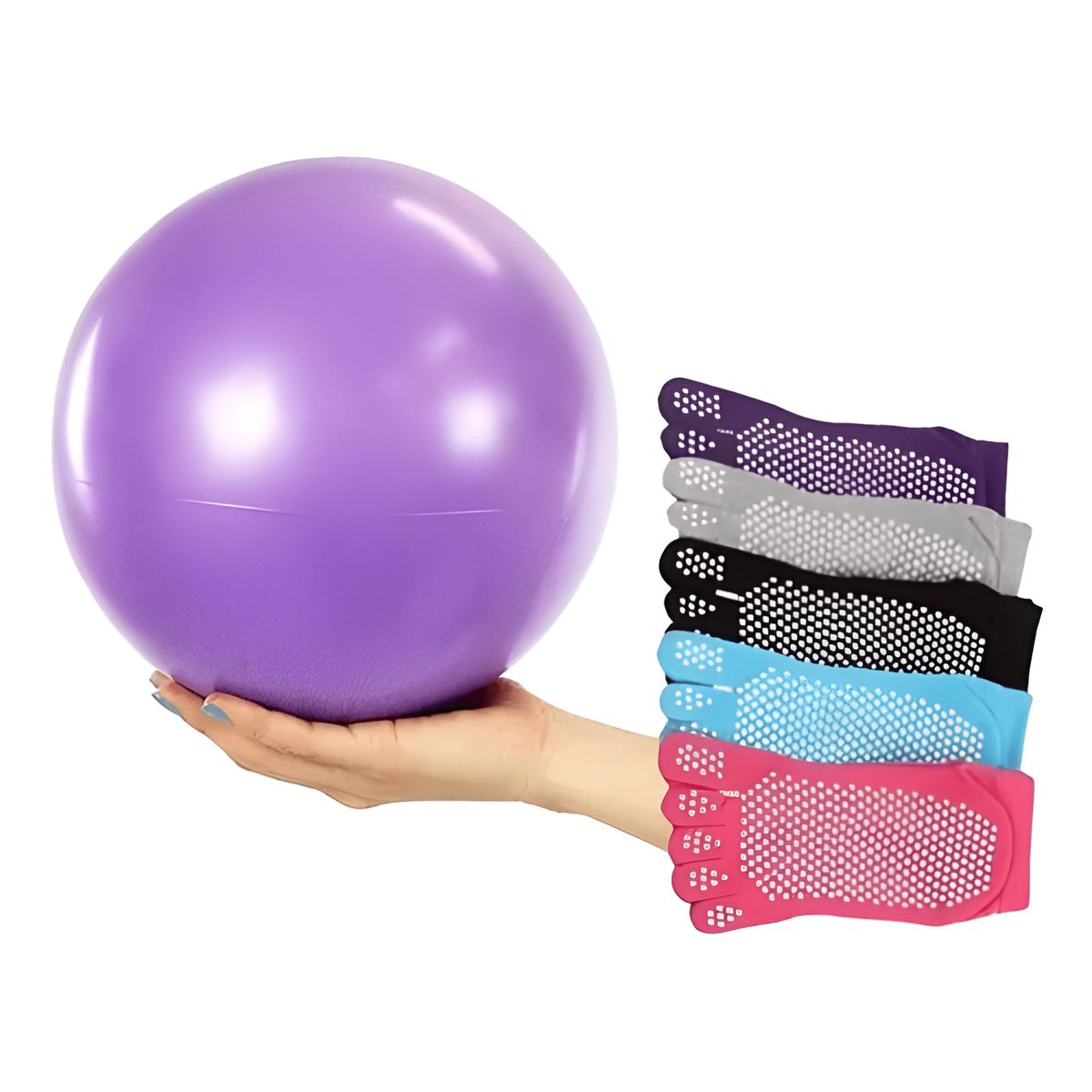 GENERICO - Pack balon 25cm + calcetin yoga +1 banda elasticada