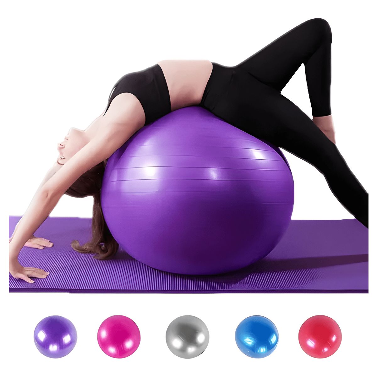 GENERICO - Pelota balon pilates 65cm fitball + 1 inflador Morado