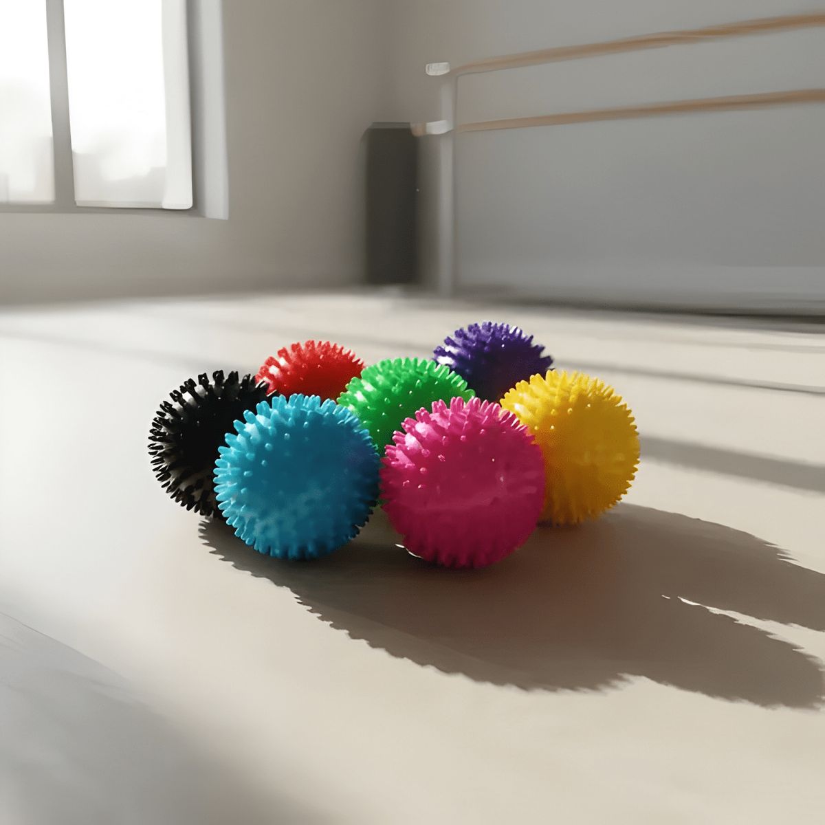 GENERICO - Pack 4 pelotas para masajes de erizo 7.5 cm Multicolor