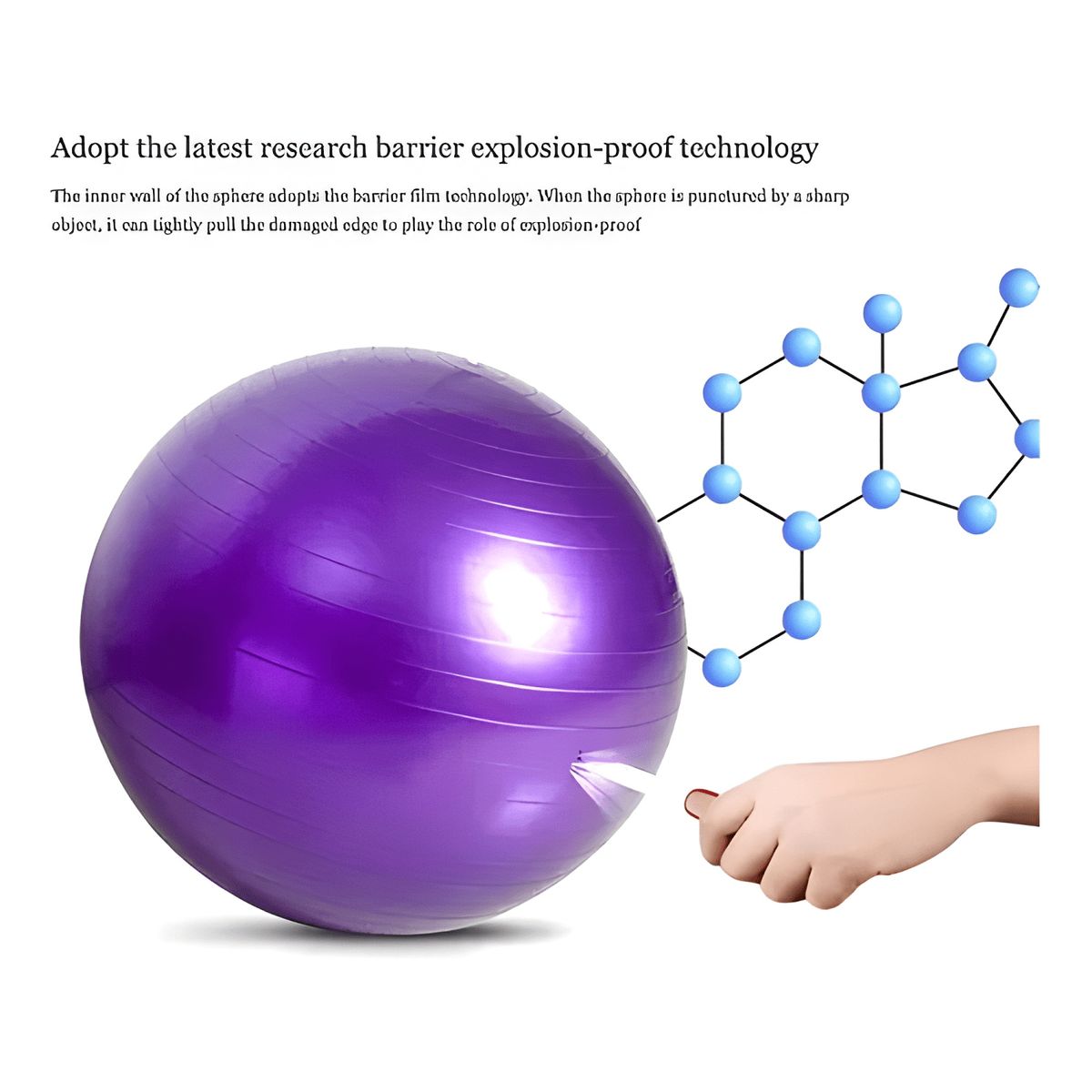 GENERICO - Pelota de pilates rakrose 55 cm con inflador unidad Violeta