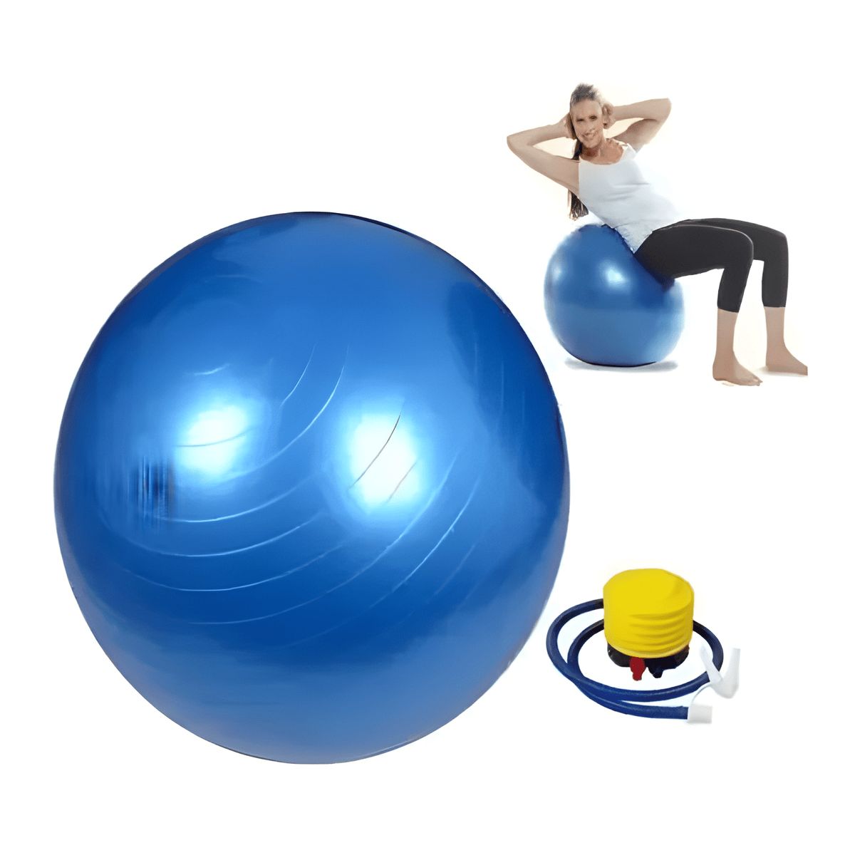GENERICO - Pelota balon 75 cm pilates yoga + inflador pelotas 5