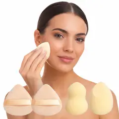 GENERICO - Set 4 Esponjas De Maquillaje Blender Con Borlas Y Estuche