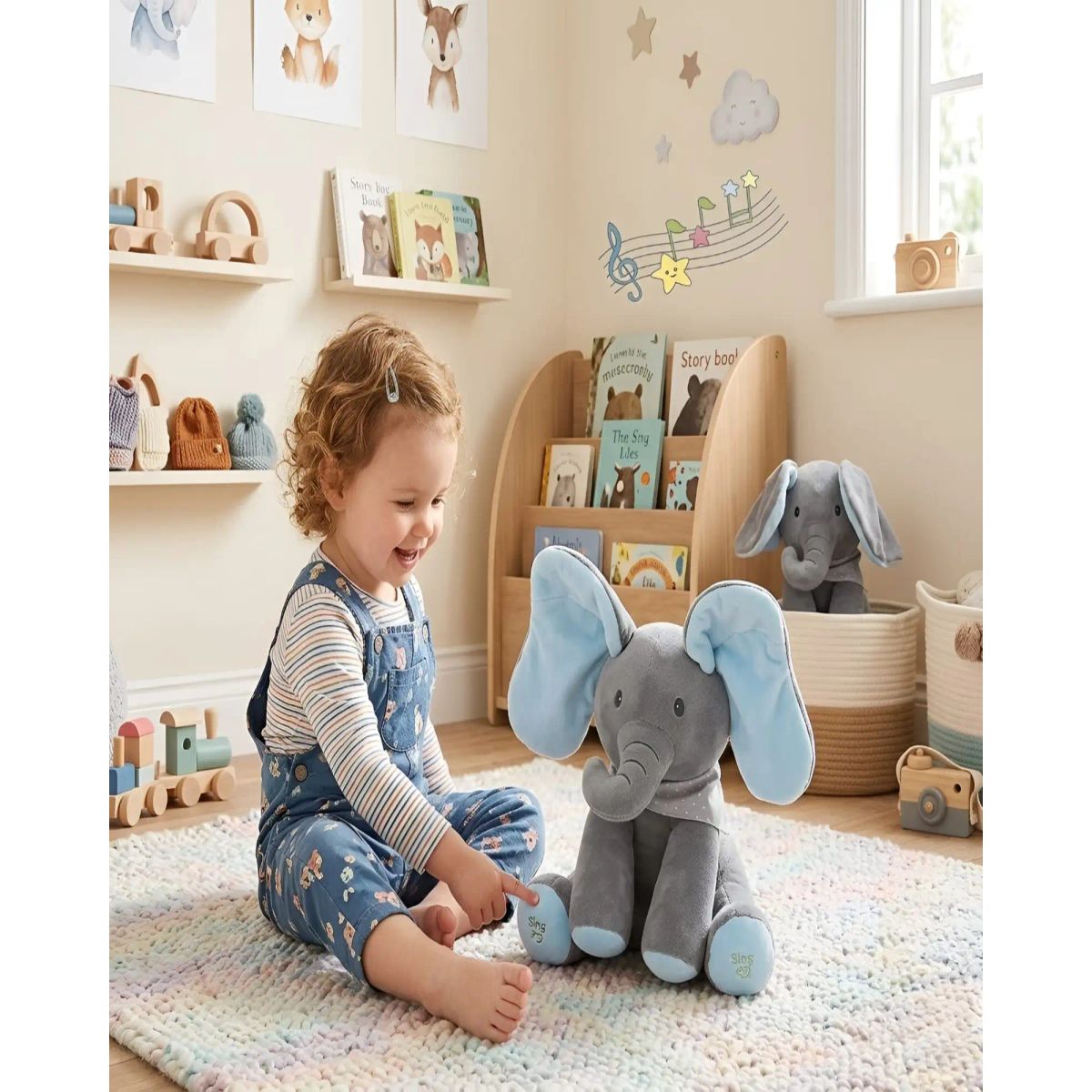 GENERICO - Peluche Elefante Didáctico con Movimiento y Música Infantil