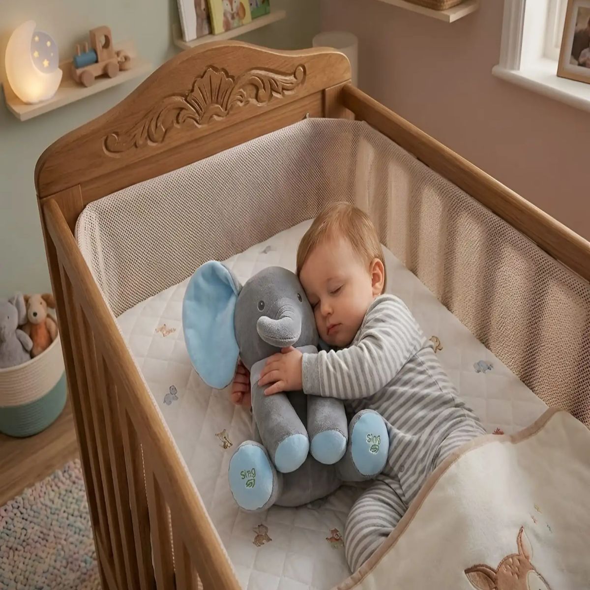 GENERICO - Peluche Elefante Didáctico con Movimiento y Música Infantil