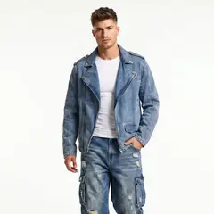 D'JOE - Chaqueta Mezclilla Denim Aviadora Hombre Klhoe