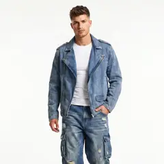D'JOE - Chaqueta Mezclilla Denim Aviadora Hombre Klhoe