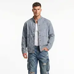 D'JOE - Chaqueta Mezclilla Denim Mao Hombre Orion
