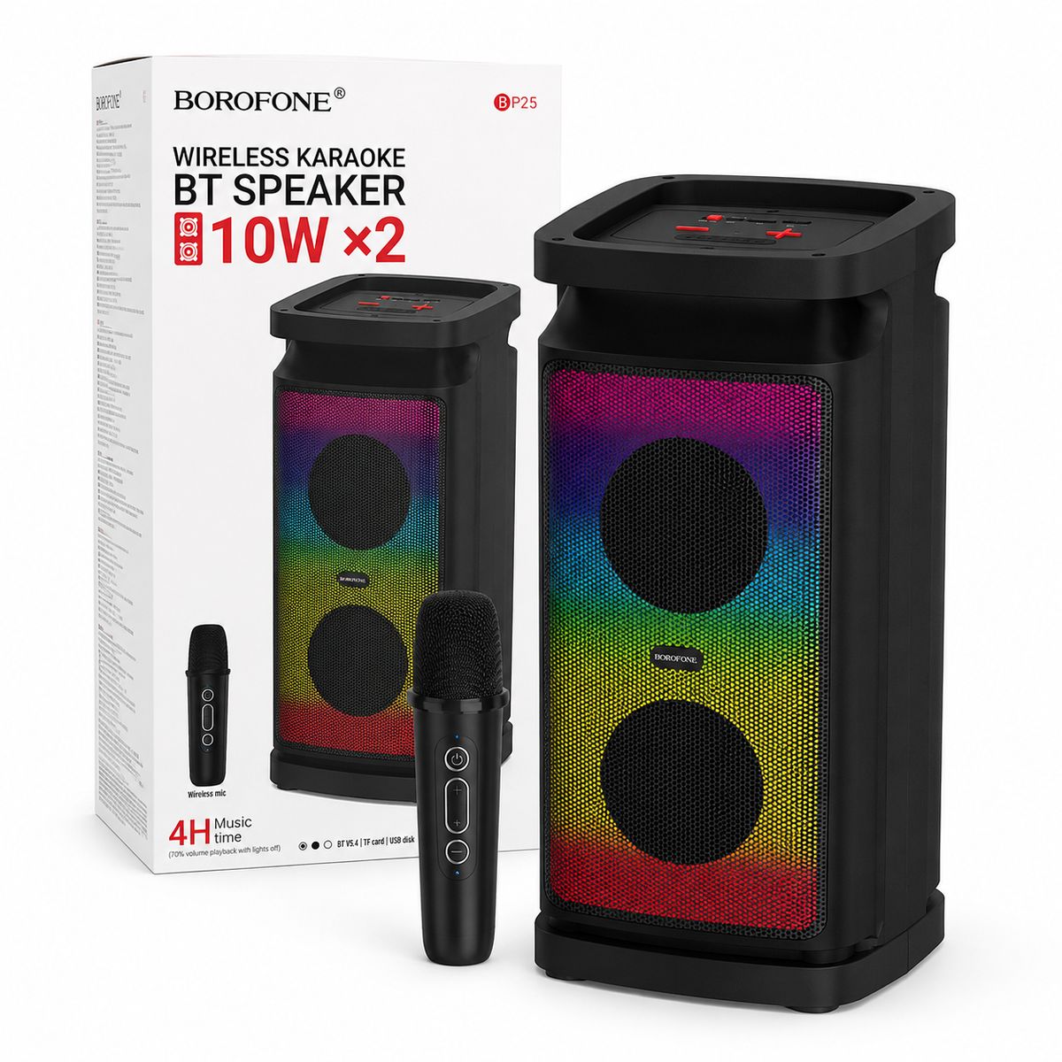 BOROFONE - Parlante Karaoke Bluetooth 20w Micrófono Inalámbrico