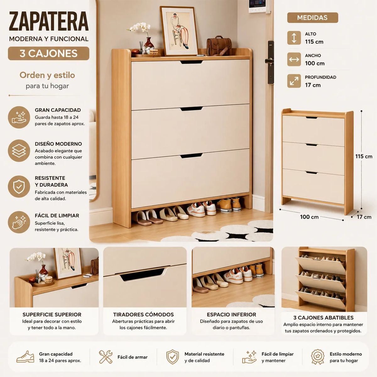 GENERICO - Zapatero Organizador Estante 115Alto 100ancho 17cm
