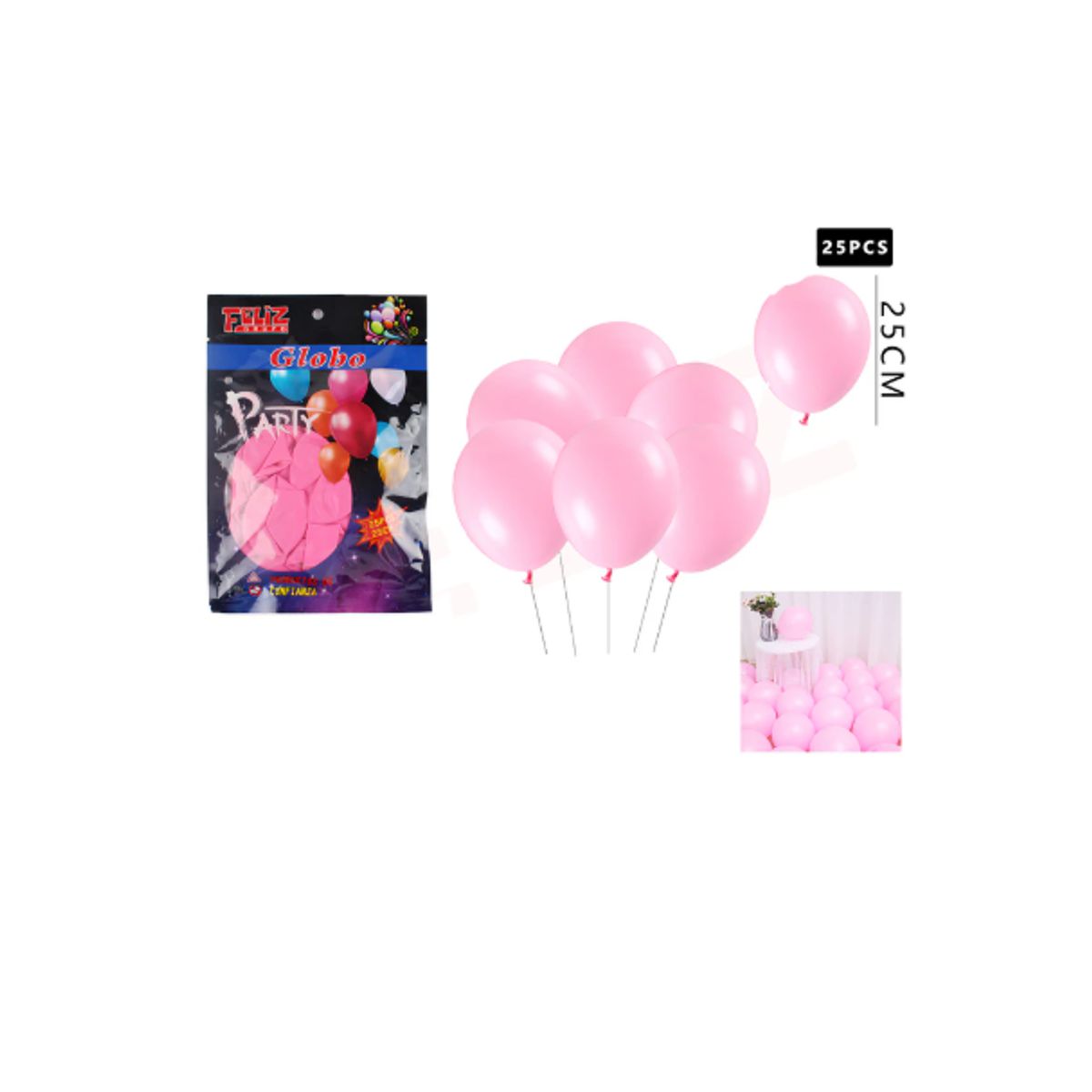 GENERICO - Globo Látex Rosado 25 Unidades
