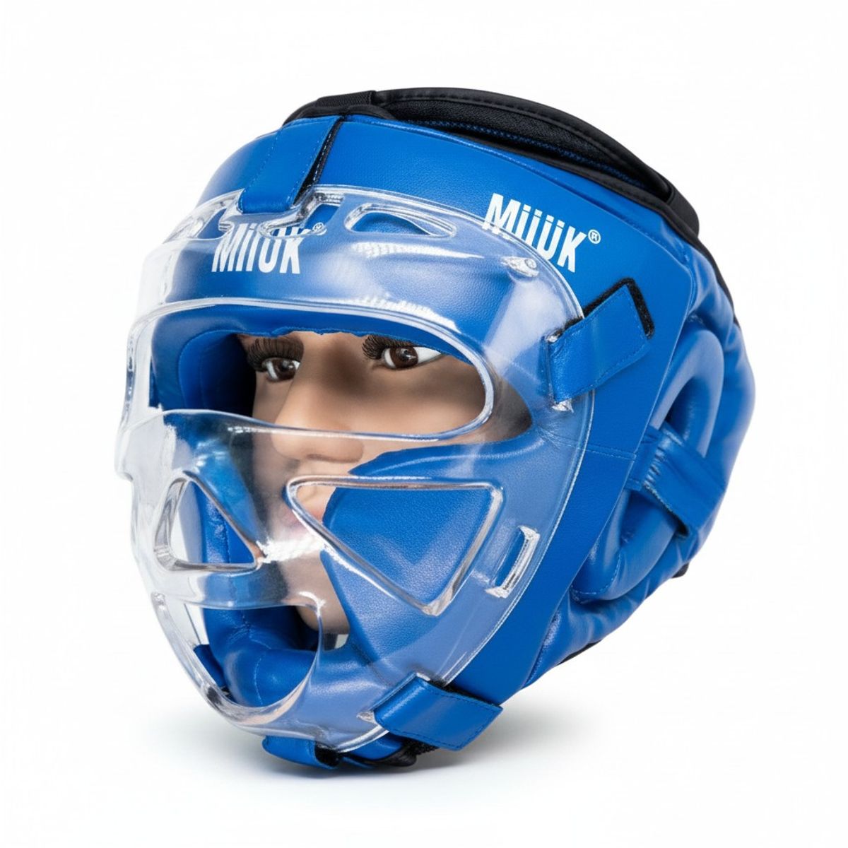 MUUK - CABEZAL DE ARTES MARCIALES CON MICA MUUK AZUL XL
