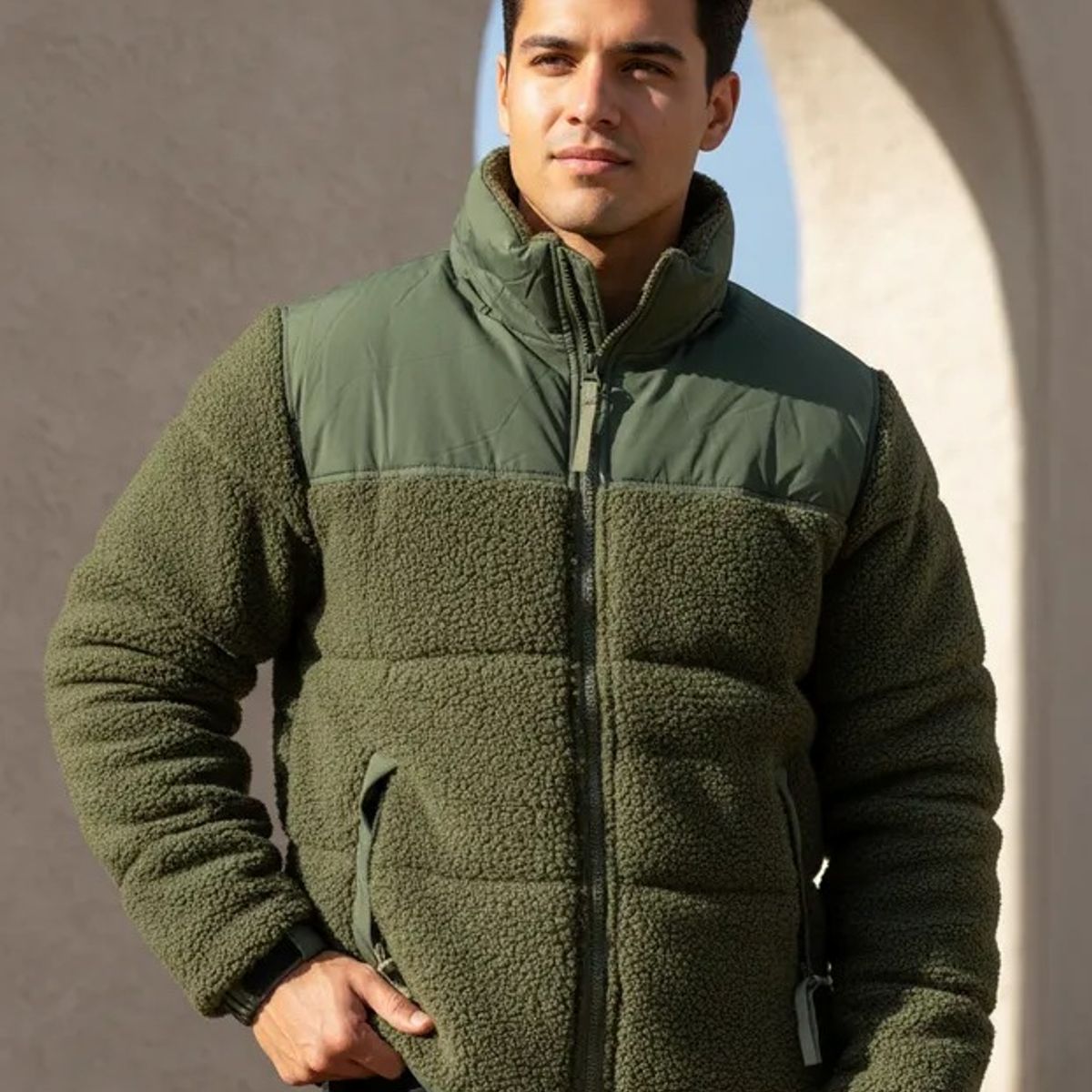 BLUE MOUNTAIN - Chaqueta Teddy Hombre Polar Sherpa Invierno Premium Acolchado