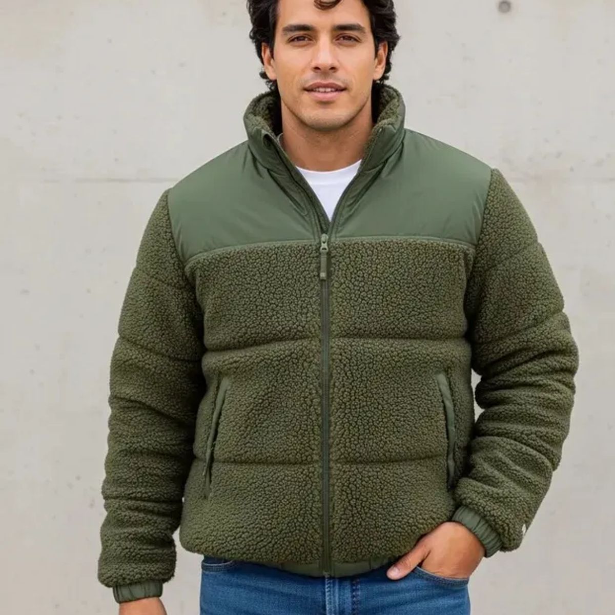 BLUE MOUNTAIN - Chaqueta Teddy Hombre Polar Sherpa Invierno Premium Acolchado