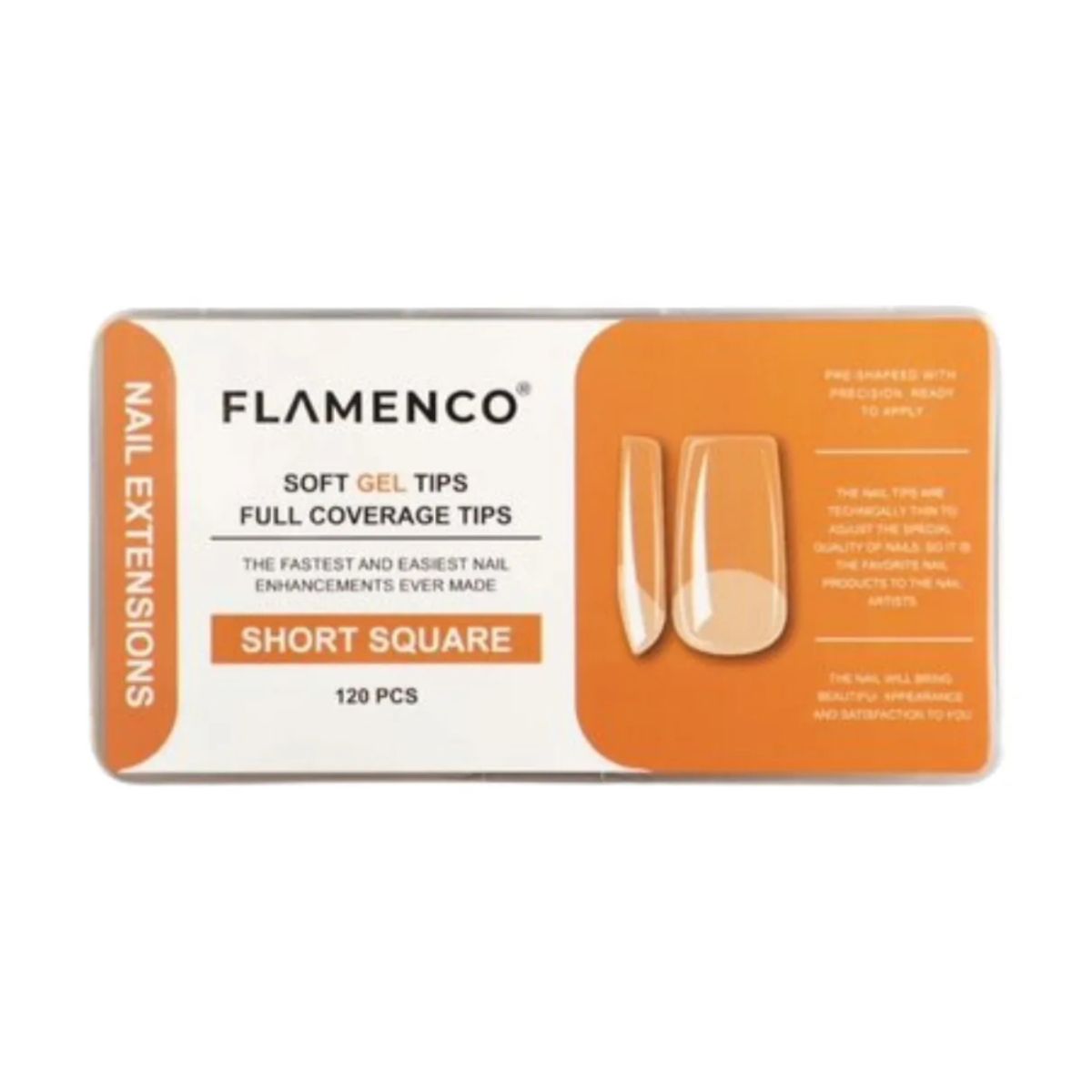 FLAMENCO - Tips Soft Gel Flamenco 120 Pcs Short Square con Porosidad Baja
