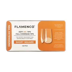 FLAMENCO - Tips Soft Gel 120 Pcs Short Square con Porosidad Baja