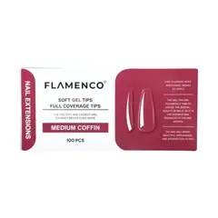 FLAMENCO - Tips Soft Gel 120 Pcs Medium Coffin Sin Porosidad