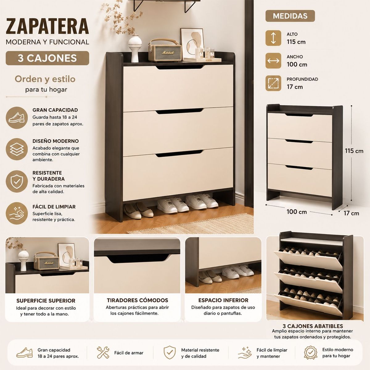 GENERICO - Zapatero Organizador Estante 115Alto 100ancho 17cm