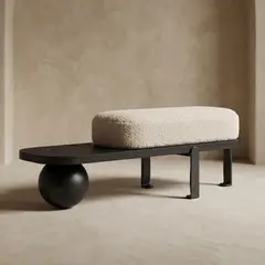 SANTU HOME & DECO - Taburete Madera Maciza Negro Rectangular