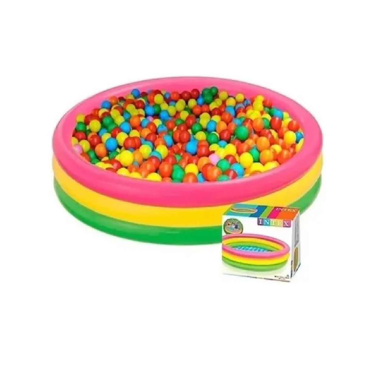 GENERICO - Piscina Redonda Acolchada Inflable Bebe 60cm + 100 Pelotas