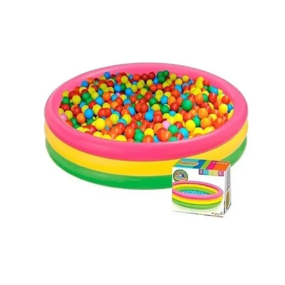 GENERICO - Piscina Redonda Acolchada Inflable Bebe 60cm + 100 Pelotas