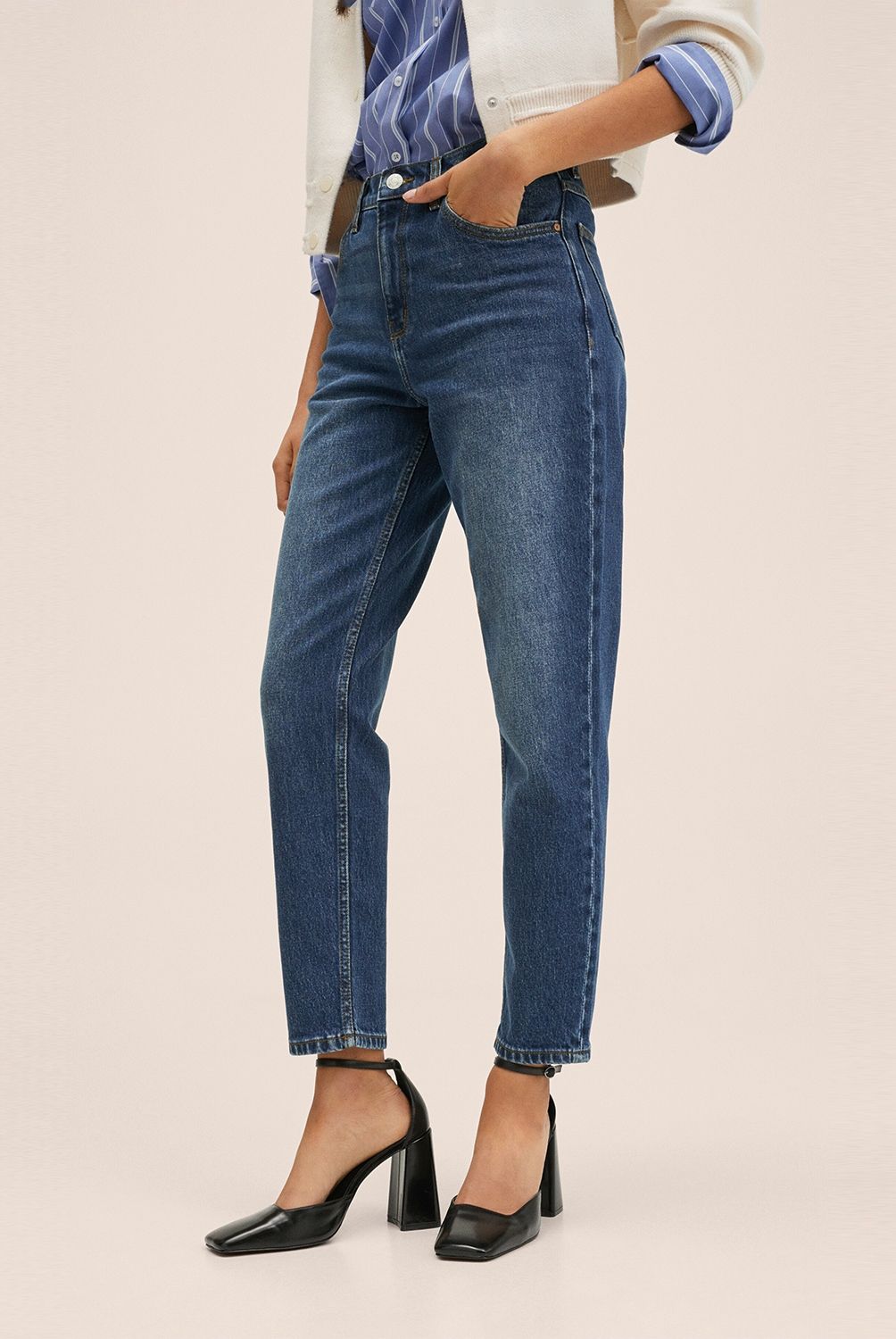 MANGO - Jeans Mom Newmom Tiro Alto Mango