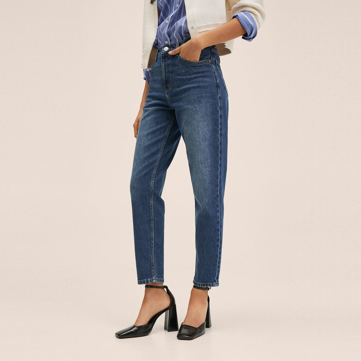 MANGO - Jeans Mom Newmom Tiro Alto Mango