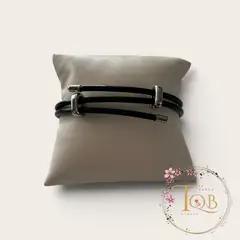 GENERICO - Pulsera de cuero y cierres de acero ajustable