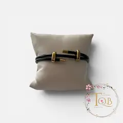 GENERICO - Pulsera de cuero y cierres de acero ajustable