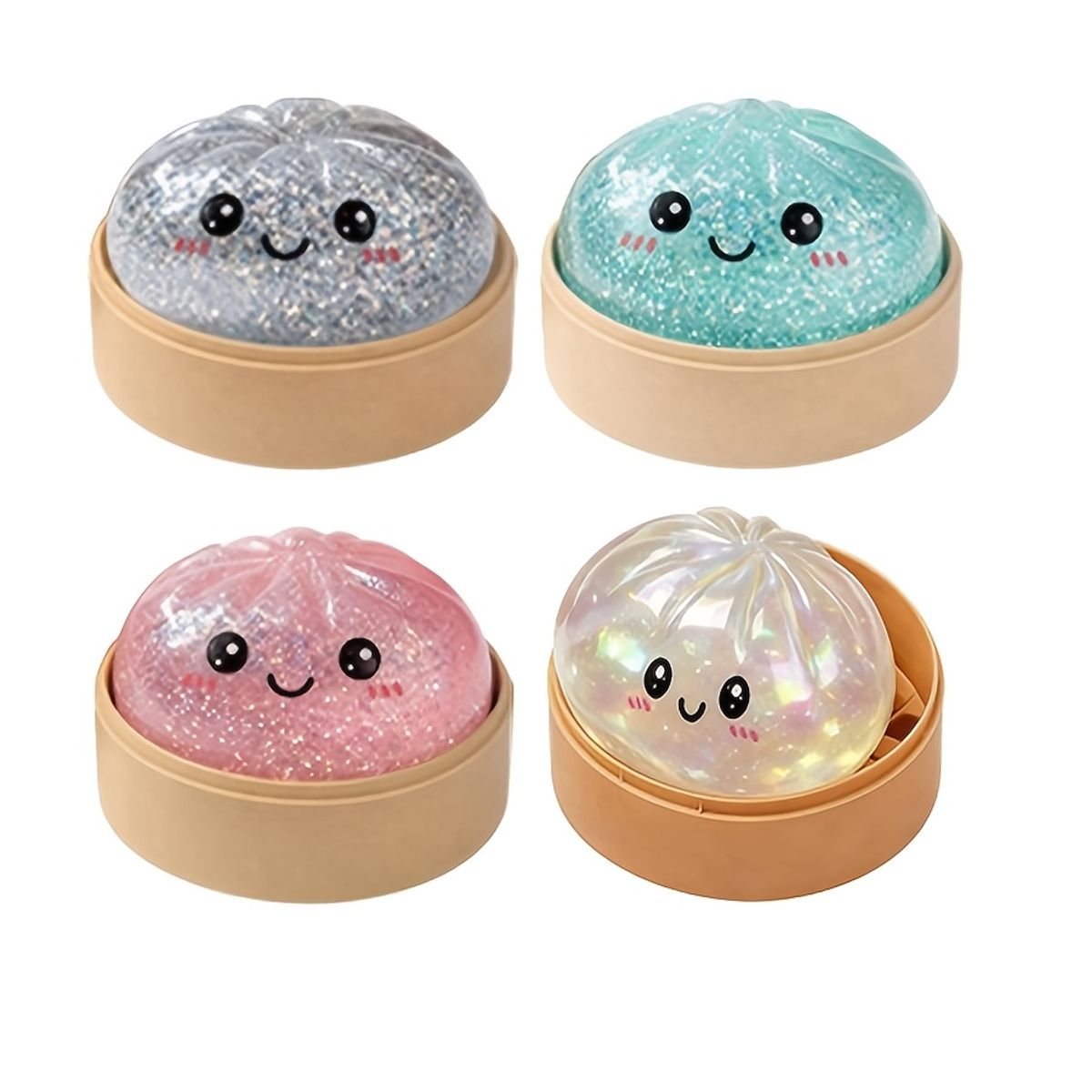 VATYERTY - 4 Pcs Juguete antiestrés tipo dumpling con purpurina Combinación Oro