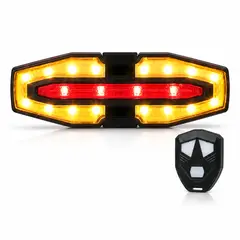 GENERICO - Luz Trasera Bicicleta Con Señalizadores De Giro y Control Negro