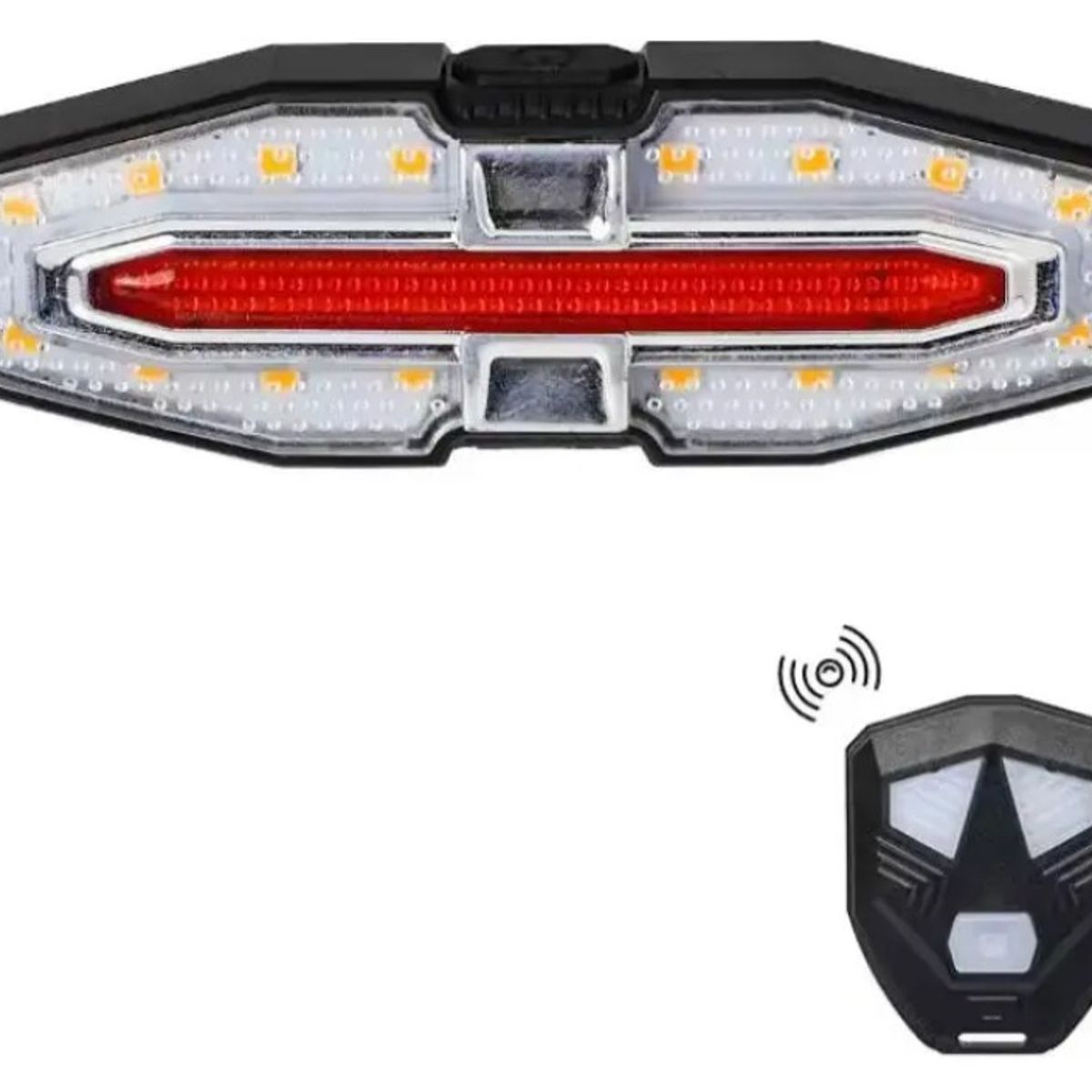 GENERICO - Luz Trasera Bicicleta Con Señalizadores De Giro y Control Negro